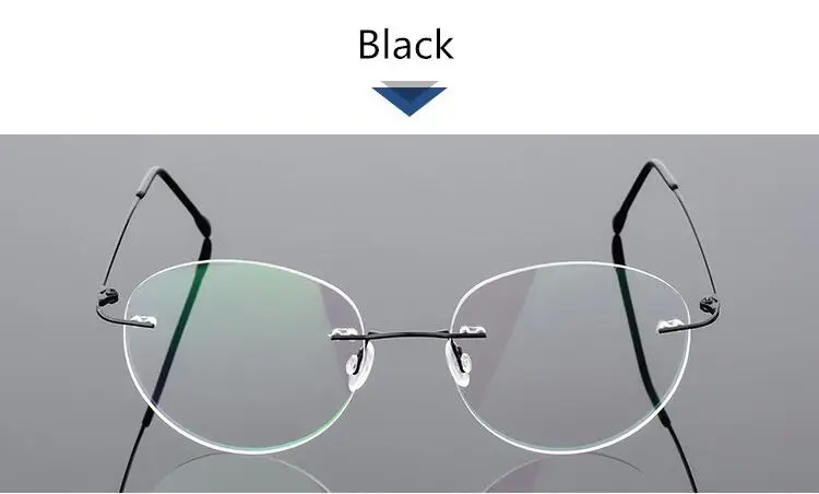 Титановые очки, оправа без оправы, женские очки, круглые очки для мужчин, близорукость, оптические очки по рецепту, Корейская оправа для очков - Цвет оправы: C1  Black