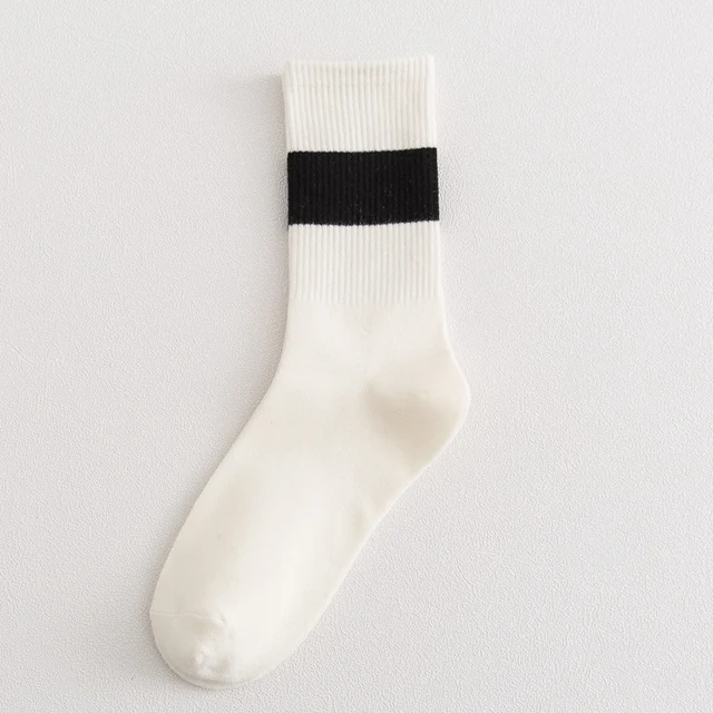 Ins Fashion Pinkycolor Women Socks Girls New Street Sports Warmer Thicken Spring Solid Colorful Middle Tube Soft free shipping Striped black