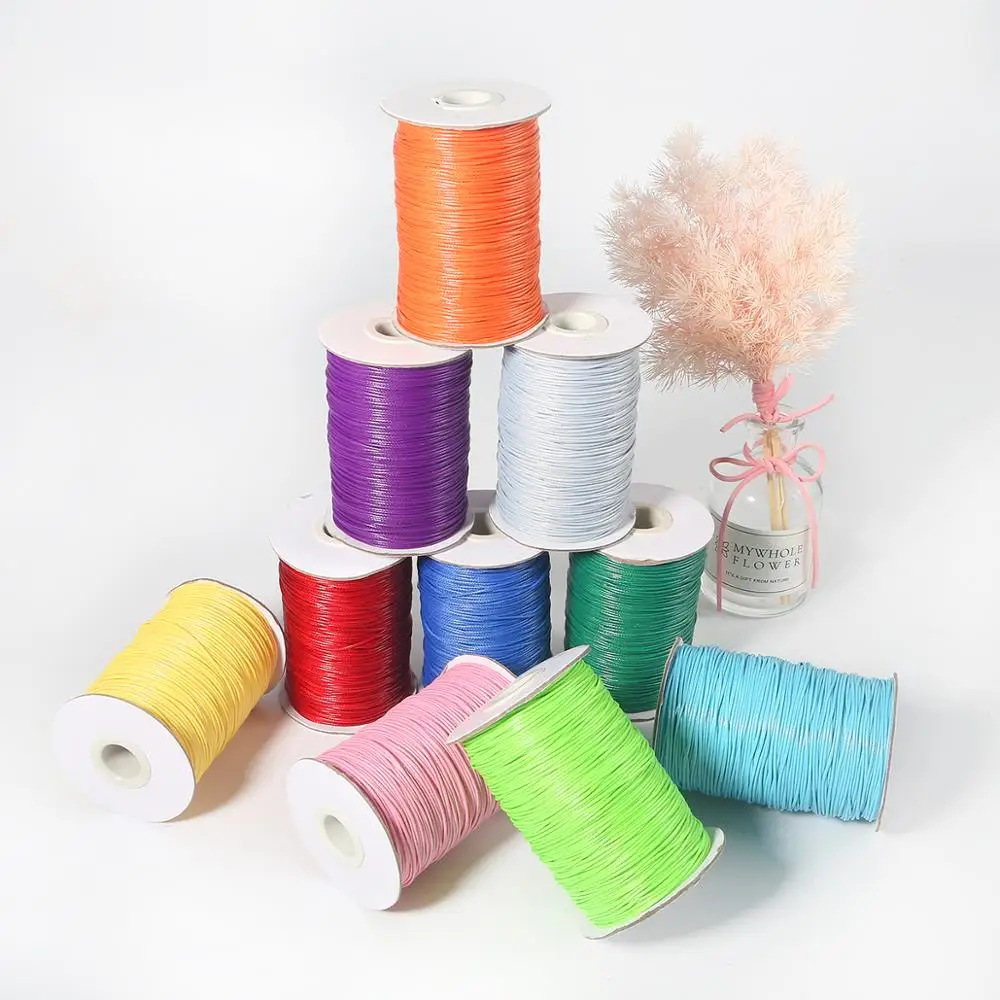 

1m/lot 1MM Round Waxed Thread Cotton Cord Wire String Beading Beads StrapThread Rope for DIY Jewelry Making Bracelet Necklace