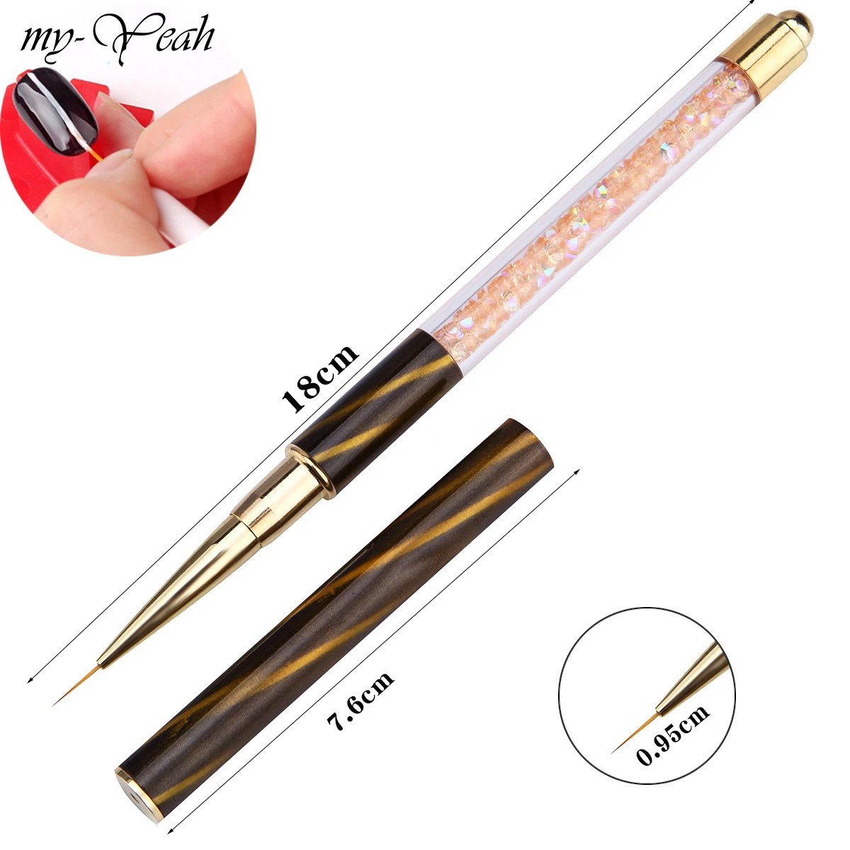 my-Yeah Nail Art Multipurpose Cat Eye Rhinestone Paint Brush Kit Acrylic Gel Polish Extension 3D Liner Flower DIY Gradient Pens - Цвет: orange