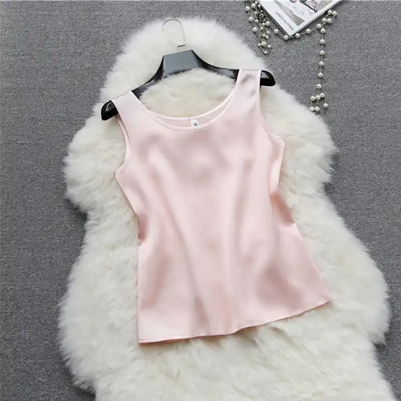 pink satin vest top