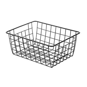 

Simple Iron Art Wire Wrought Storage Basket Household Metal Organizer Holder Bathroom Kitchen Sundries Container 28X22X12cm LBS
