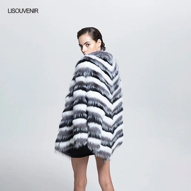 LS18FXP001 Новая коллекция Lisouvenir окрашенное пончо из натуральной лисы для женщин Роскошная настоящая накидка из искуственного меха для дам