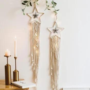 

Macrame Tapestry Wall Hanging Boho Chic Rope Dream Catcher Handmade Woven Bohemian Dreamcatcher Moon Star Home Art Decoration