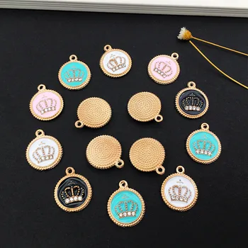 

40Pcs Colorful Enamel Charms Rhinestone Ornament Crown Bracelets Pendant Drop Oil Fit Diy Earring Jewelry Accessories