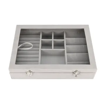 

Wooden Jewelry Box Three-in-one Organizer Multi-functional Jewelry Display Storage Case Showcase With Lid 65291008A