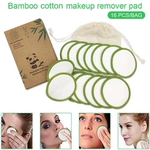 16Pcs Reusable Bamboo Cotton Pads Washable Makeup Remover Pad Soft Face Skin Cleaner Facial Cleaning Beauty Tool With Box