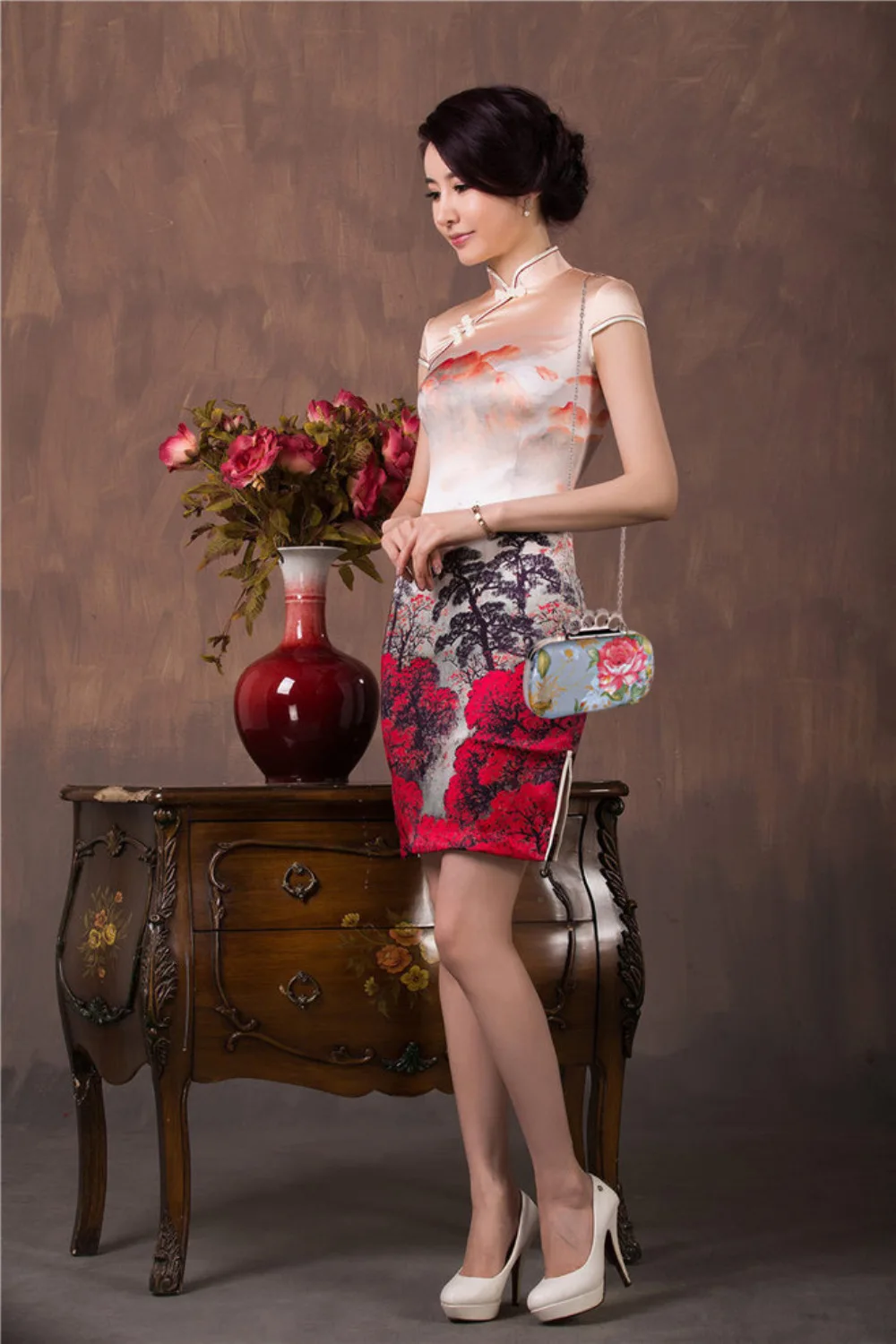 Стильный принт в китайском стиле, цветочные клатчи qipao, кошельки для вечеринок