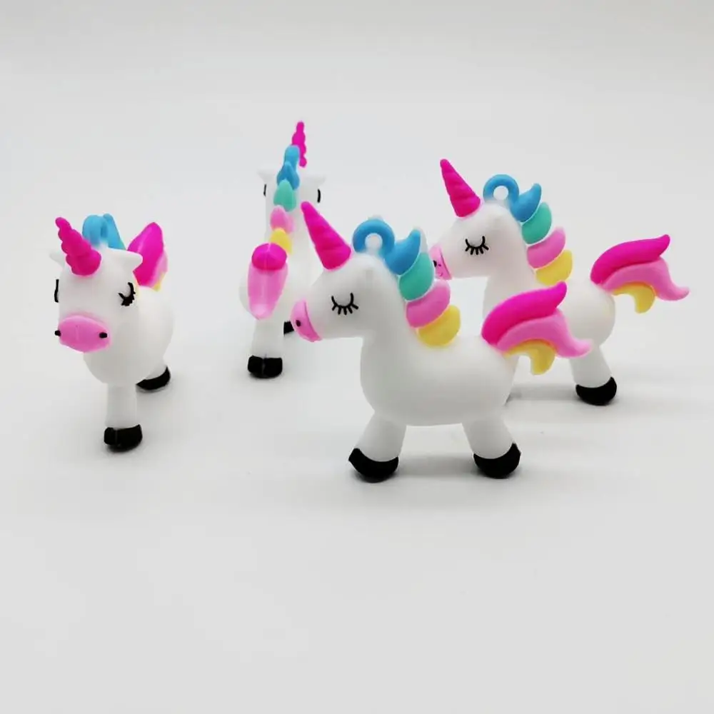 1 шт. Игрушечная машина брелок милая Смола Маленький 3D единорог лошадь ...