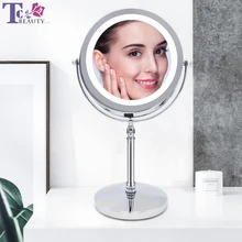 Светодиодный светильник, зеркало для макияжа 5X, настольное туалетное зеркало, двухстороннее косметическое зеркало с подсветкой, дропшиппинг