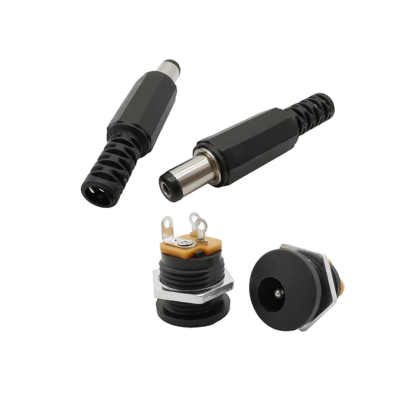Wire Connector Terminals Wire Connector Electrical Connectors Power Adapter Plug Connector Adapter Power Jack Connector DC Connectors Power Plugs Power Plug Cable Connector DC Power Adapter 5Pairs 5.5 x 2.1mm DC Power Male Plug + Female Jack Socket Connectors Screw Nut Panel Mount Adapter 5.5*2.1 mm 12V 3A DC022