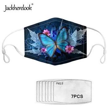 

Jackherelook Face Mask with 7 Filters Mouth Mask Lovely Butterfly Printed Anti-dust Reusable Women Mouth Face Masks Elastic