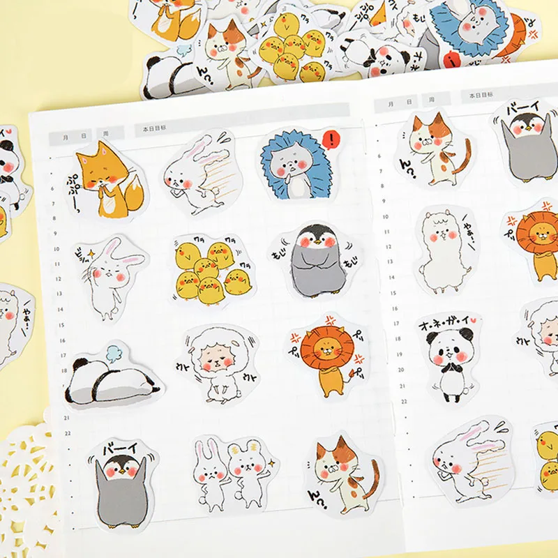 45 шт./boxKawaii канцелярские наклейки s милые наклейки с изображениями животных мультфильм декор наклейка для детей DIY Скрапбукинг дневник принадлежности для альбома