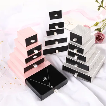 

10pcs/lot Jewelry Box Black Craft Paper Pure Color with Sponge for Earrings Bracelets Necklaces Display Case Gift Box