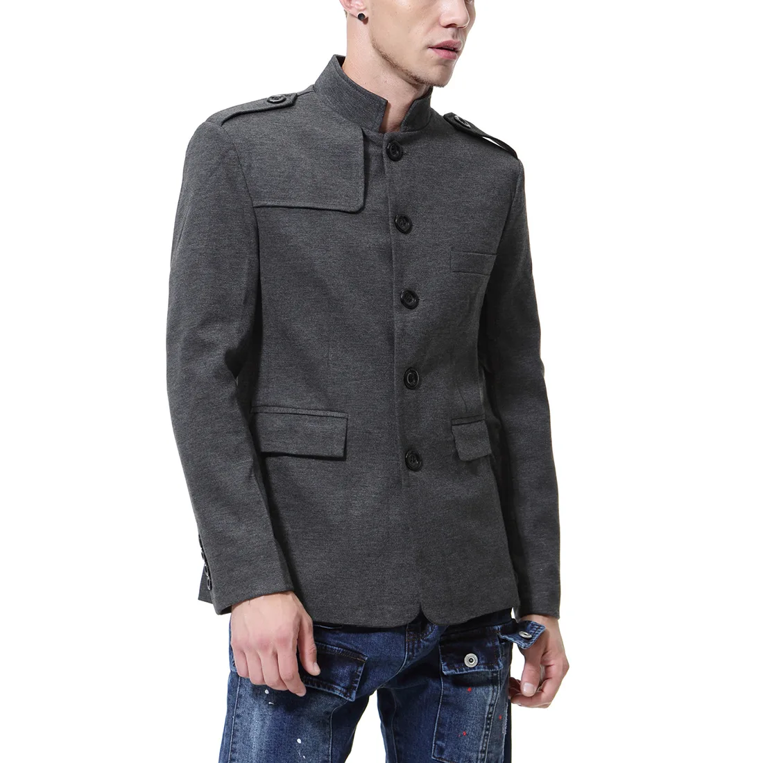 

2019 Autumn New Style England Casual Rome Suit Coat Slim Fit Small Suit Stand Collar Sun Yat-sen Costume Y015