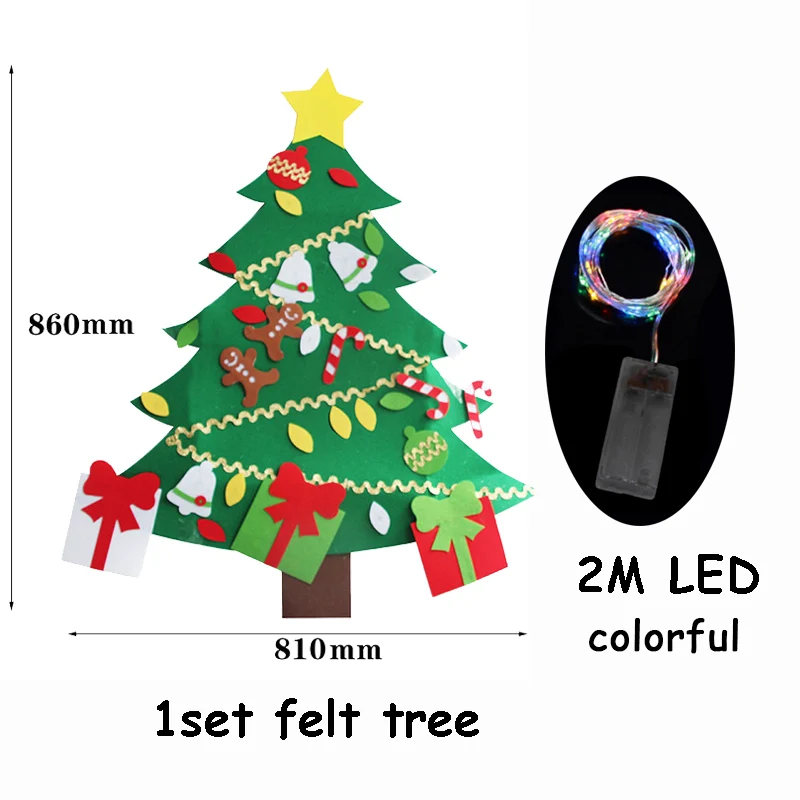 Christmas Tree 24 1 Набор 3D войлочная Рождественская елка с 2 м светодиодный светильник Рождественский подарок на год Navidad Natal для детей рождественские украшения для дома - Цвет: Christmas Tree 24