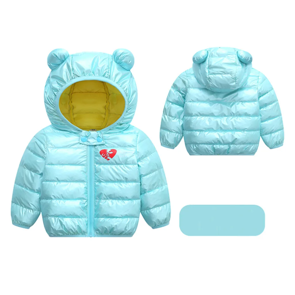 Зимнее ветрозащитное разноцветное пальто с сердечками для маленьких мальчиков и девочек теплая верхняя одежда с капюшоном, куртка детский зимний комбинезон, одежда хорошего качества