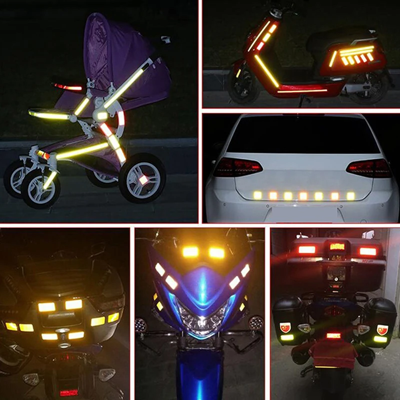 4Pcs Reflector Stickers Decals Pentagram Reflective Warning Strip Tape Car Styling Car Bumper Reflective Strips Secure Star