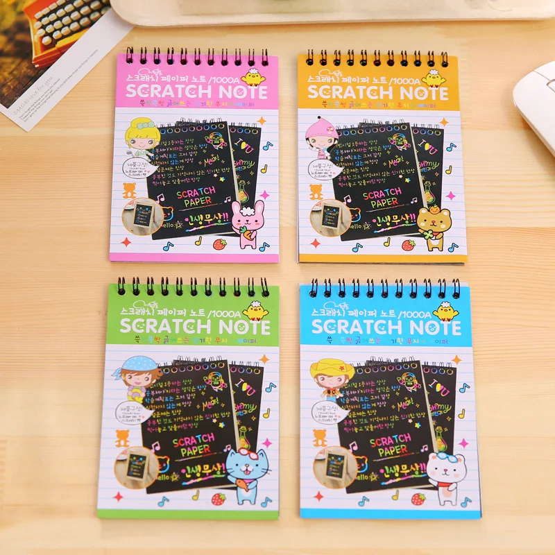 1pc Large Magic Color Rainbow Scratch Paper Note book Black DIY Drawing Toys Scraping Painting Kid Doodle