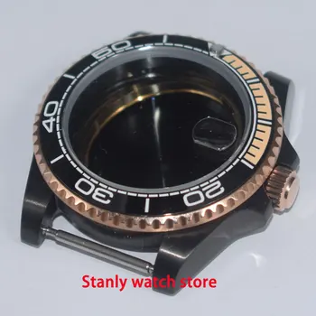 

High quality 40mm sapphire crystal black pvd coated watch case suitable for ETA 2836 Miyota 8215 821A DG2813 3804 Movement