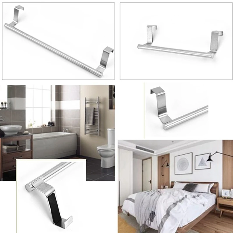 

Toilet Bathroom Balcony Storage Holder Stainless Steel Towel Holder Self Adhesive Wall Mounted Hanging Bar Rod Towel Rack