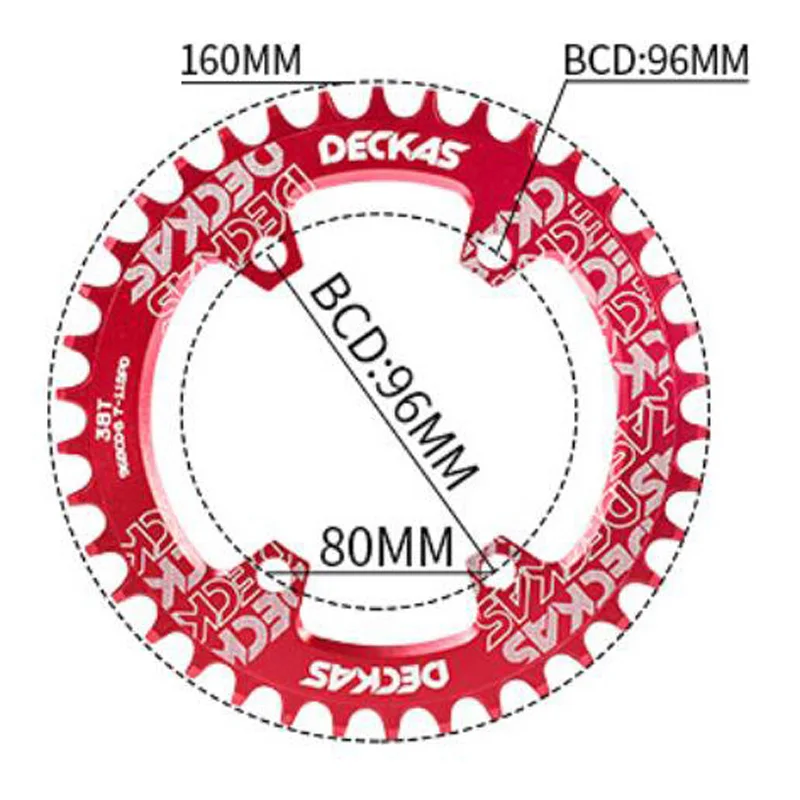 Deckas 96BCD 32/34/36/38T MTB велосипеда передняя Звездочка Круглый/овальный диск звездочка цепной передачи Алюминий - Цвет: Red 38T Round Disc