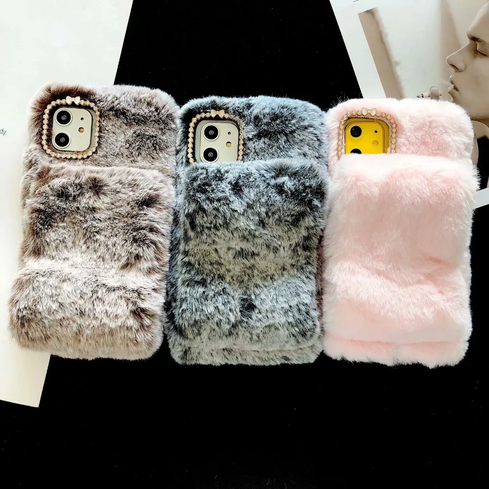 Warm Cute Piggy Fluffy Wristband Phone Case (5)