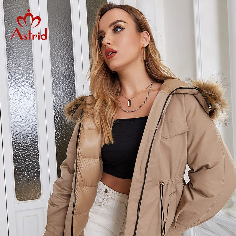 Comprar Astrid 2022 chaqueta de plumas para mujer, Parkas cálidas de  invierno con capucha, prendas de vestir exteriores holgadas, chaqueta de  tela de retales de calidad para mujer, ropa femenina