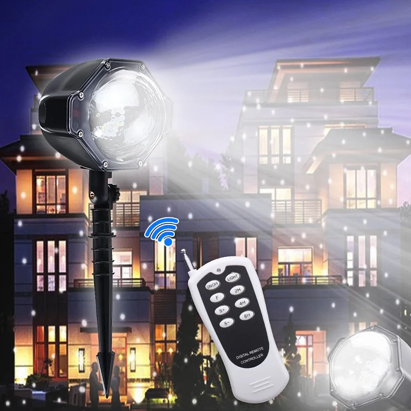 

Snowfall Projector Moving Snow Outdoor Garden Laser Projector Lamp with remote control Christmas Snowflake Laser Light For X-mas
