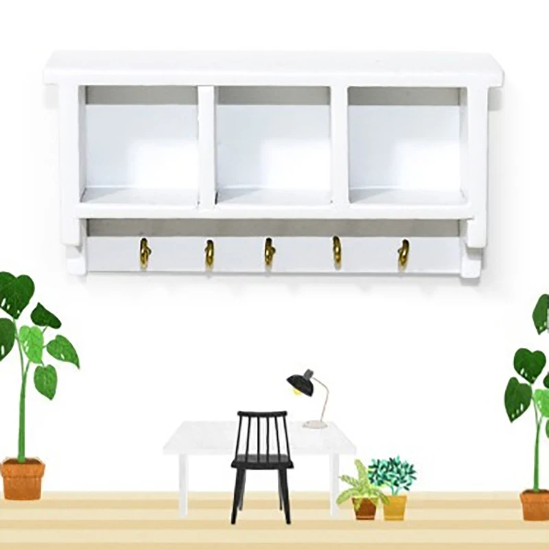 

1Pc 1/12 Dollhouse Miniature Kitchen Wall Mounted Shelf Rack Cabinet Hanger Hook Wooden Wall Shelf