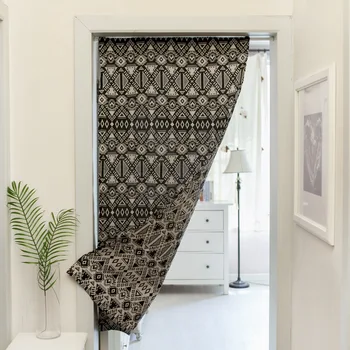 

Black jacquard double-sided simple kitchen half curtain coffee shop dining room cotton hemp curtain curtain without rod