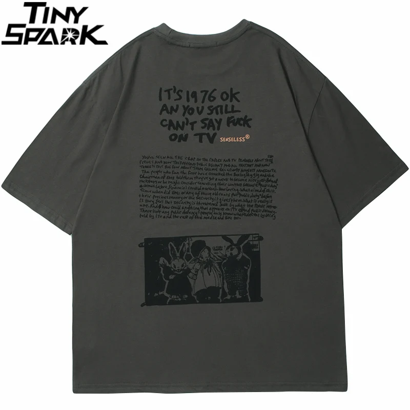 Venta Ropa informal estilo Hip Hop para hombre, camiseta de conejo, camiseta con letras estampadas, camisetas holgadas de manga corta de algodón Harajuku, camisetas de primavera y verano, 2021 OnwZe8x3OQp