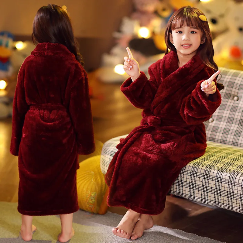 ULKNN Winter Children's Bathrobe Pajamas 2-14 Years