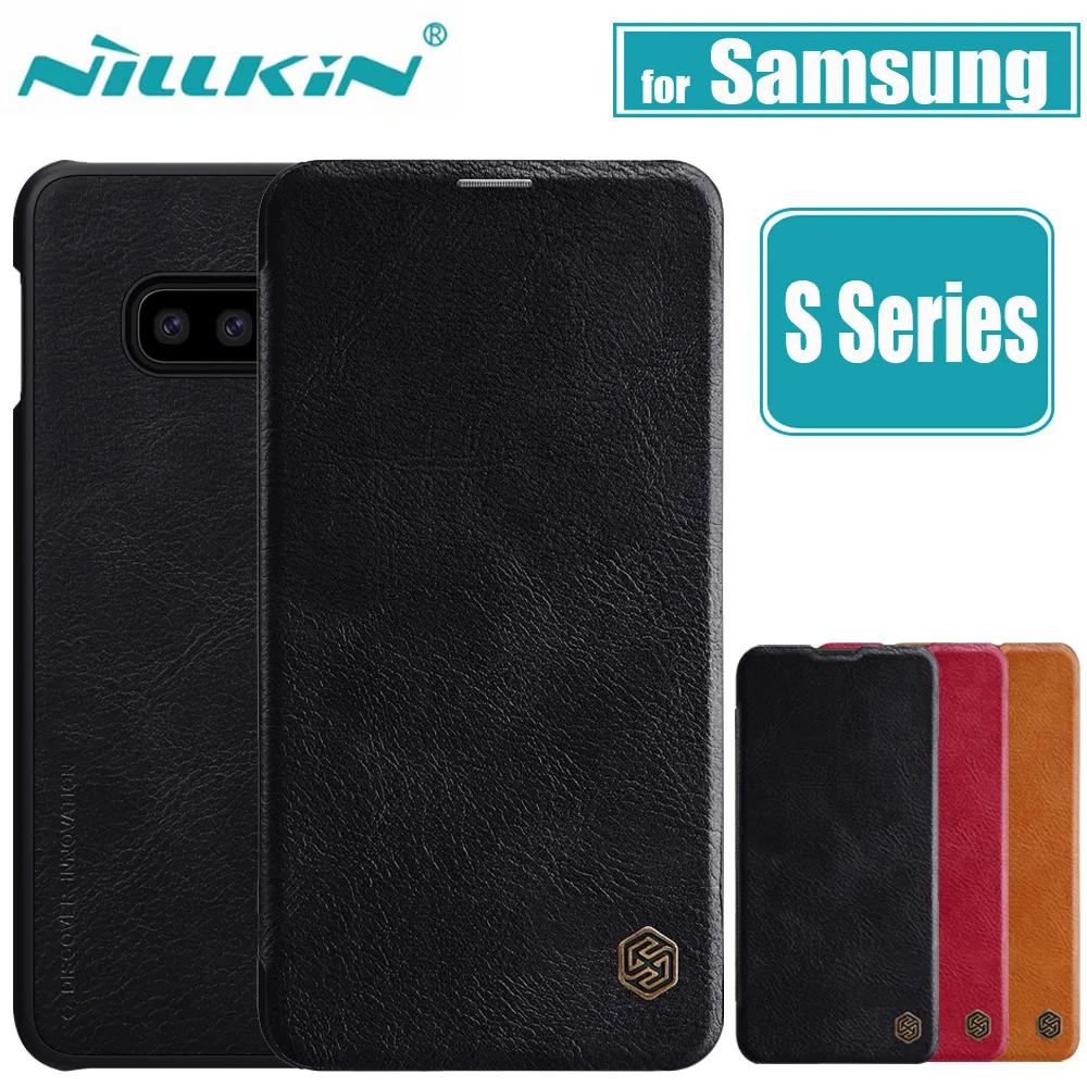 

Nilkin Geniune Leather Flip Case for Samsung Galaxy S10 S9 S8 Plus S10E S10 Lite Cover Nillkin Vintage Soft PU Wallet Shell Case