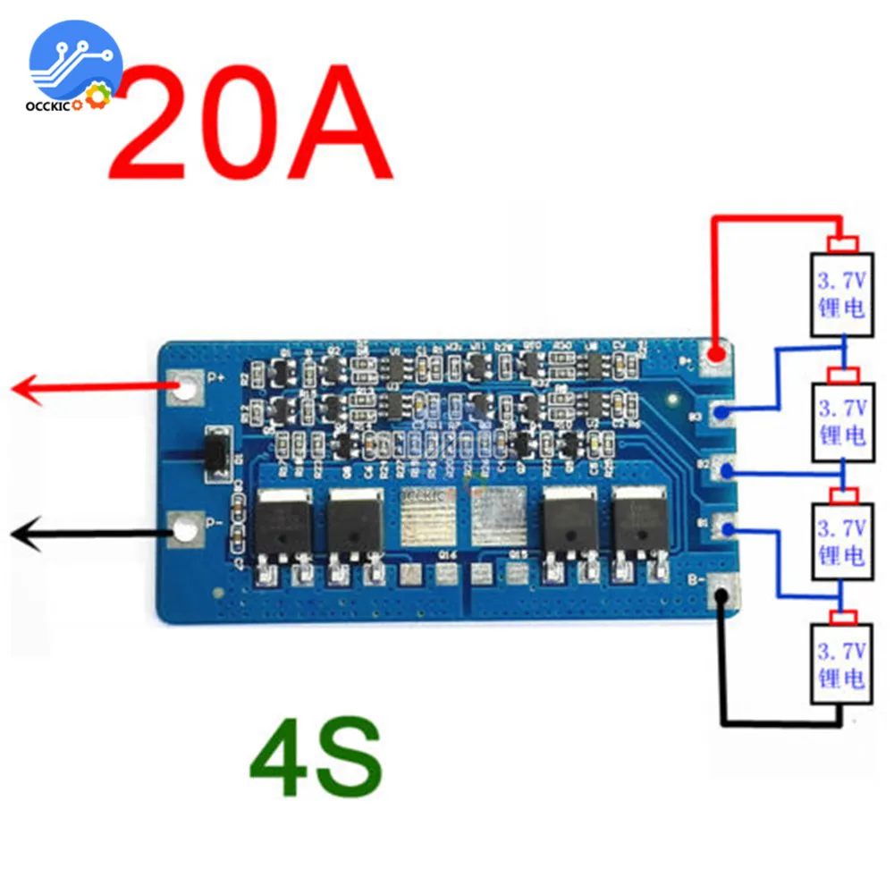 Bms 4S 20A Защитная плата для литий ионной литиевой батареи 18650 14 8 в 16 защитный модуль