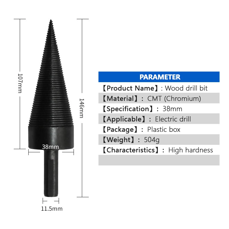 Дробление древесины конусное сверло-Дровокол винтовые конусы Дровокол деревянный разветвитель инструмент для использования хо