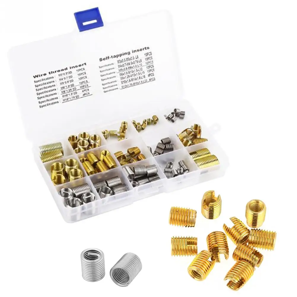 

116Pcs Wire Braces Screws M3-M12 Self-tapping Thread Slotted Sheath And Wire Threaded Jacket Combination Thread Repair Kit