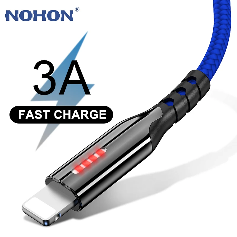 USB-кабель 3 м для быстрой зарядки iPhone 12 11 Pro Max Xs X XR 8 7 6 6s Plus 5 SE iPad светодиодный