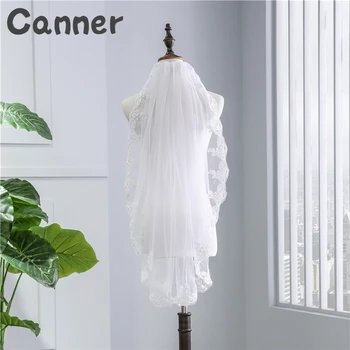 

Simple Short Lace Bridal Veil White One-layer Wedding Veil with Comb Women Fashion Wedding Accessories