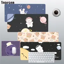 Alfombrilla de goma Natural con dibujos animados para ratón, alfombrilla de escritorio con bonito dibujo de Space Bunny Bear, tamaño para teclado, Cs Go LOL