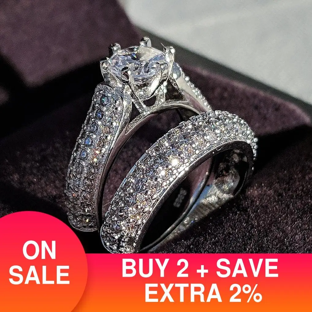 Moonso новый модный набор обручальных колец из стерлингового серебра 925 пробы для