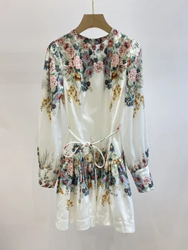 

2020 Summer New Printed Palace Style Dress Vacation Lady A-line Short Temperament Female Dresses