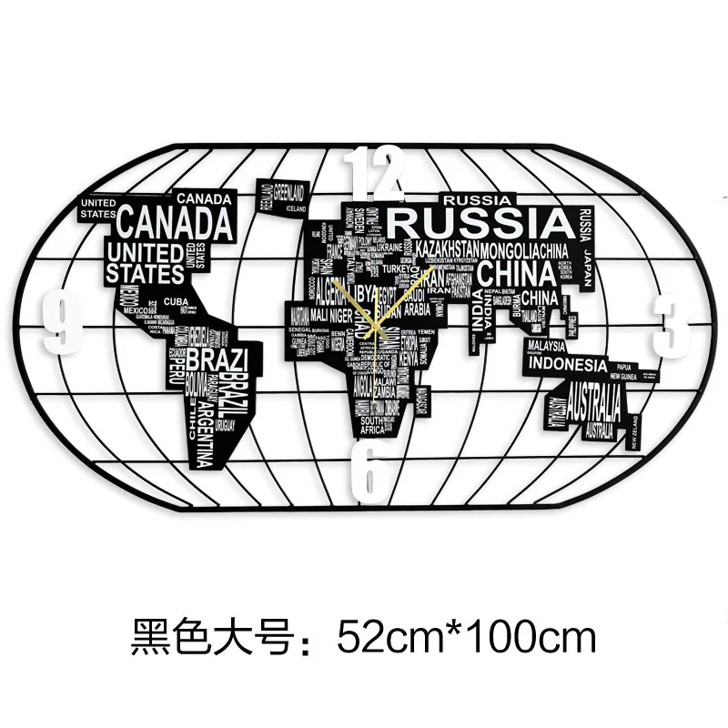 Nordic Metal Wall Clock LED 3d Mechanism World Map Clocks Home Decor Living Room Art Gift Zegar Decoration FZ577 | Дом и сад