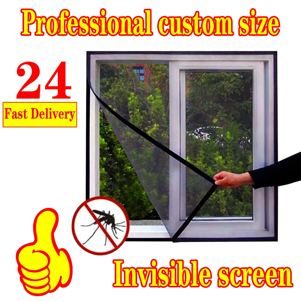 Inset Window Screen Mesh, Air Tulle Adjustable Summer Invisible Anti-Mosquito net Fiberglass Removable Washable Customize Screen