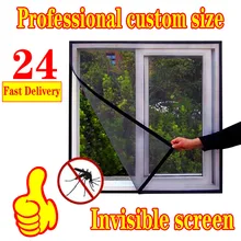 Inset Window Screen Mesh, Air Tulle Adjustable Summer Invisible Anti-Mosquito net Fiberglass Removable Washable Customize Screen