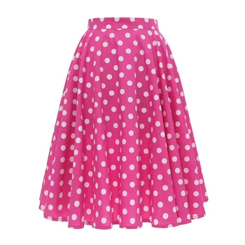 

Plus Size Women Ladies Midi Short Skirts Clothings Casual Polka Dot Floral Print Red White Black A-Link Skirts Tutu Sundress