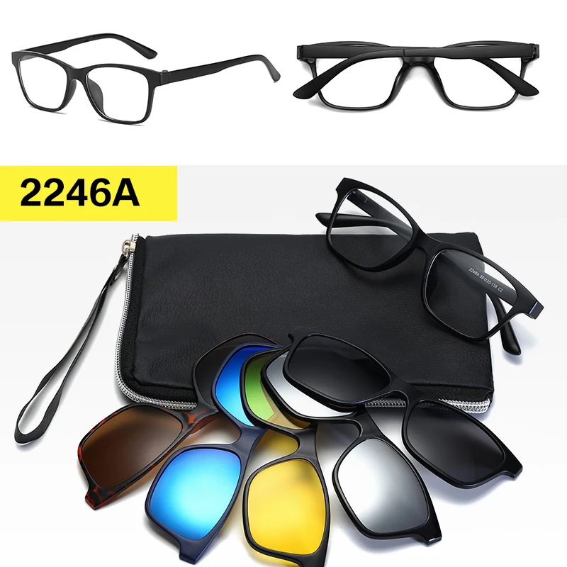Ультра-светильник, поляризационные солнцезащитные очки на клипсах, мужские, женские, ретро очки, оправа для очков, оптические очки, оправа по рецепту, близорукость - Цвет линз: 2246