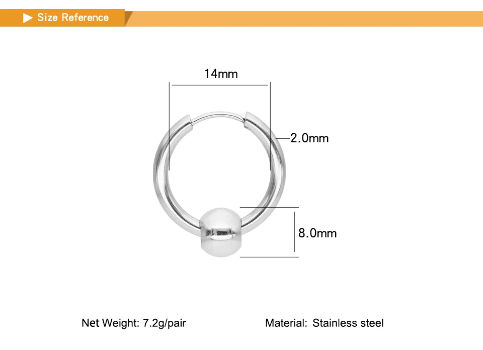 Innopes, панк-рок стиль, круглые маленькие пряжки, круглые серьги-обруч, шар, Подвеска для женщин и мужчин, нержавеющая сталь, хип-хоп, ювелирные изделия для ушей