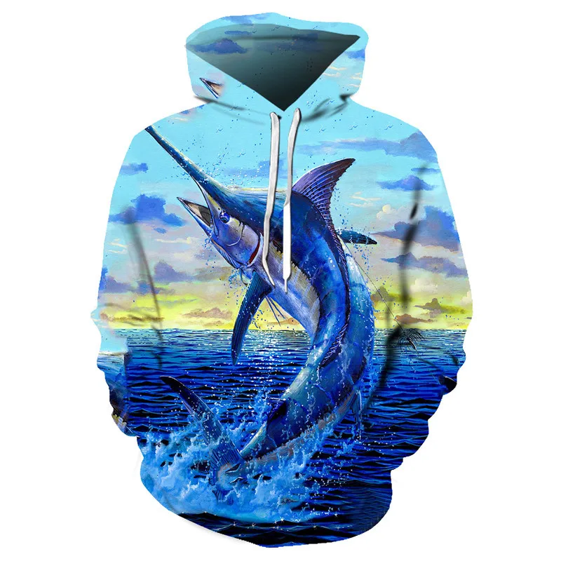 

2020 Hot Fishing hoodie 3D Deep sea fish hoodies Creative art style and autumn Fashion Hoodie cartoon trend Handsome Top s-6xl