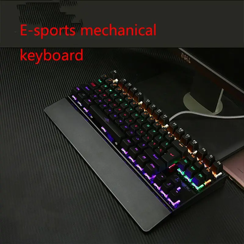 Mechanical Keyboard 87 Keys Ultra Low Axis Extra-Thin Mini Wired USB Gaming Keyboard Blue Switches for PC Laptop Computer Access